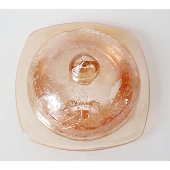 Vintage Jeanette Glass Floragold Covered Butter Dish - Picture 2 of 6